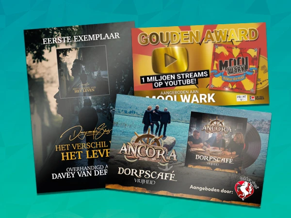 Ontwerp en drukwerk van unieke Awards borden